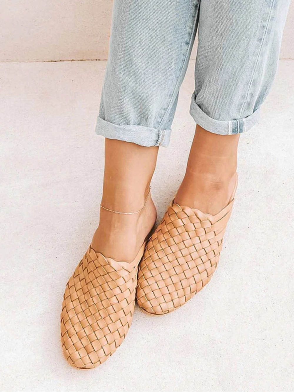 Liberte woven leather mules